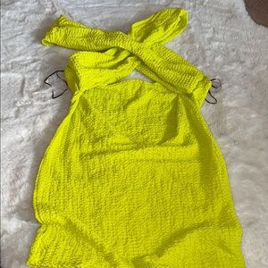 H&M Neon Yellow off the shoulder Dress